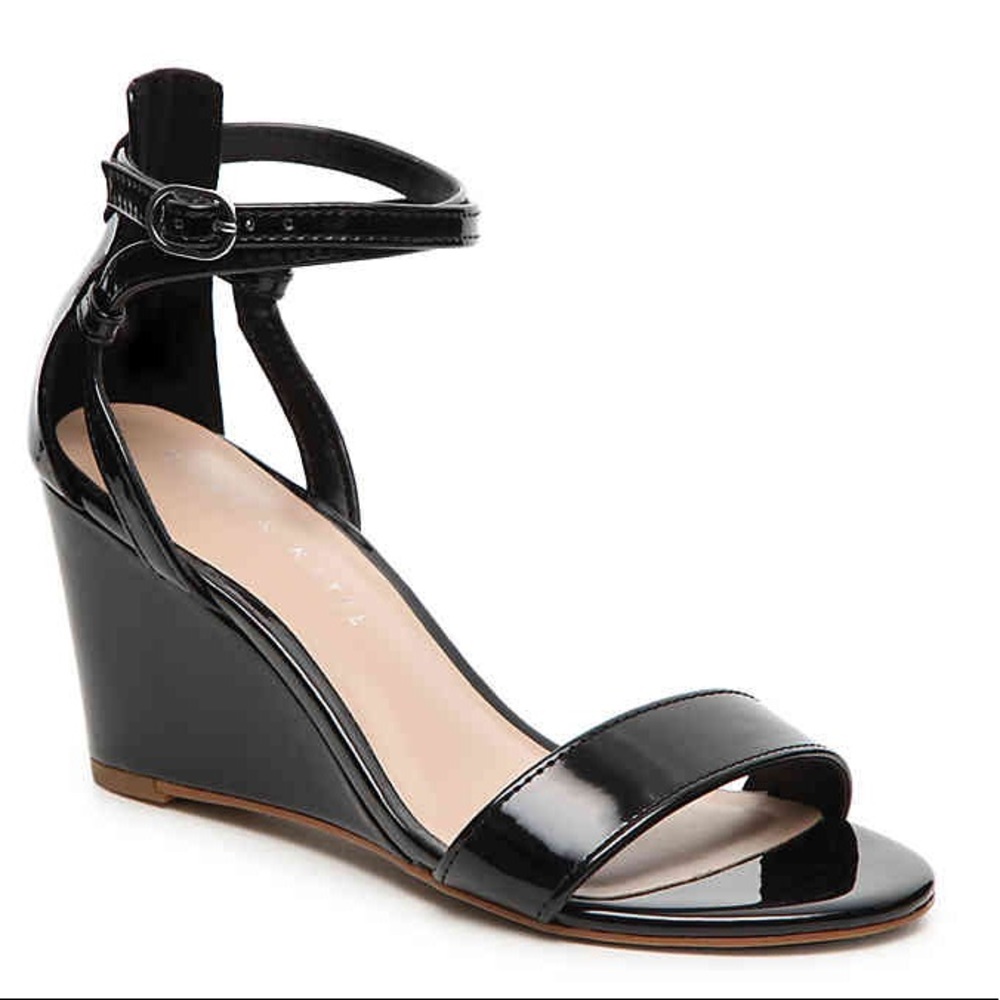 Black wedge sandals